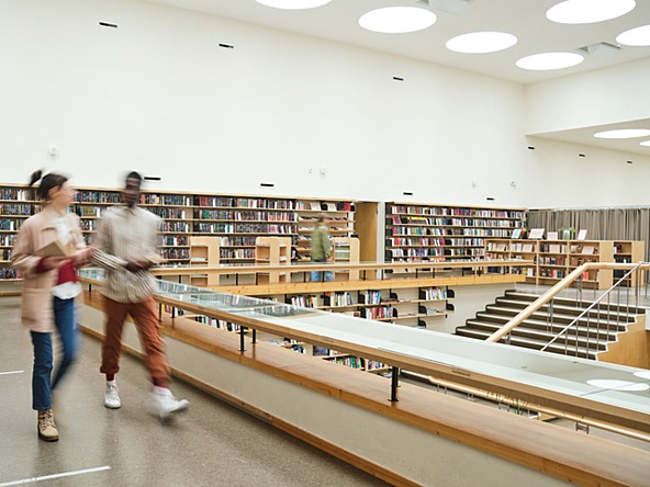 Students in a university library